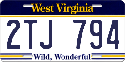WV license plate 2TJ794