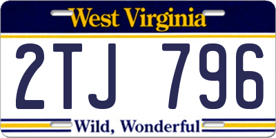 WV license plate 2TJ796