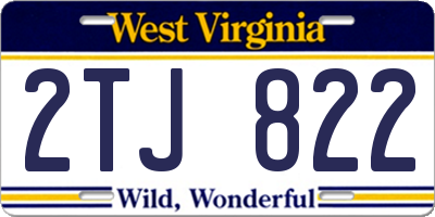 WV license plate 2TJ822