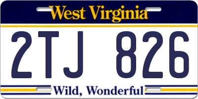 WV license plate 2TJ826