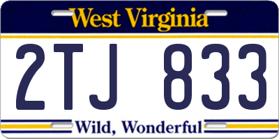 WV license plate 2TJ833
