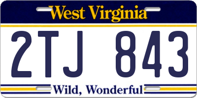 WV license plate 2TJ843