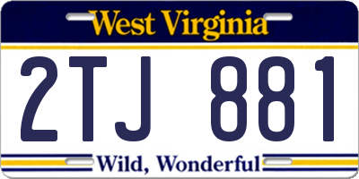 WV license plate 2TJ881