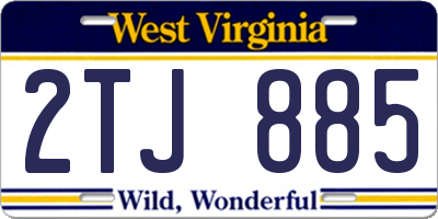 WV license plate 2TJ885