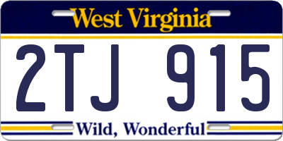 WV license plate 2TJ915