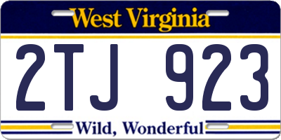 WV license plate 2TJ923