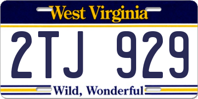 WV license plate 2TJ929