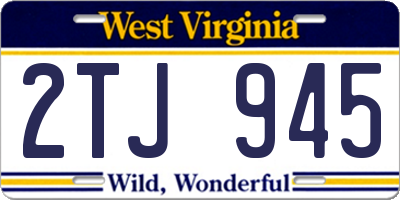 WV license plate 2TJ945