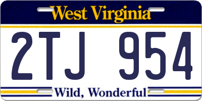 WV license plate 2TJ954