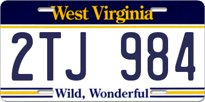 WV license plate 2TJ984