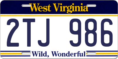 WV license plate 2TJ986