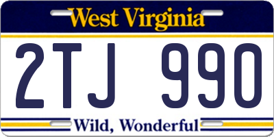 WV license plate 2TJ990