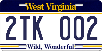 WV license plate 2TK002