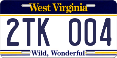 WV license plate 2TK004