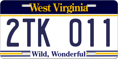 WV license plate 2TK011