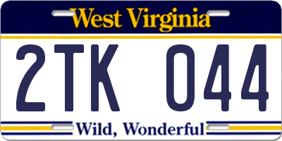 WV license plate 2TK044