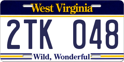 WV license plate 2TK048