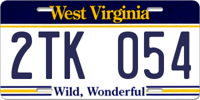 WV license plate 2TK054