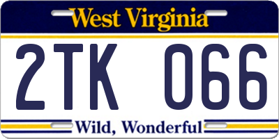 WV license plate 2TK066
