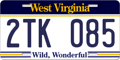 WV license plate 2TK085