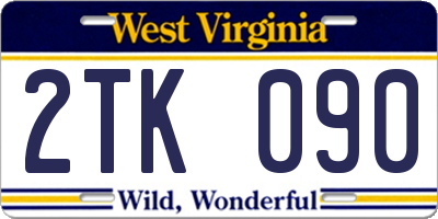 WV license plate 2TK090