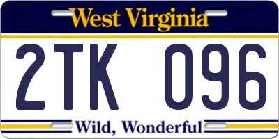 WV license plate 2TK096