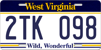 WV license plate 2TK098