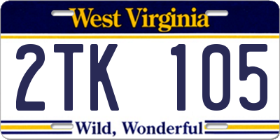 WV license plate 2TK105