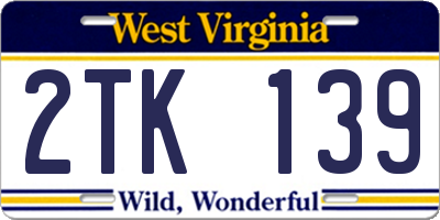 WV license plate 2TK139