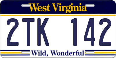 WV license plate 2TK142