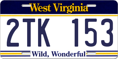WV license plate 2TK153