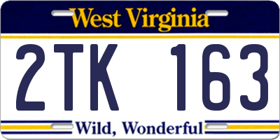 WV license plate 2TK163