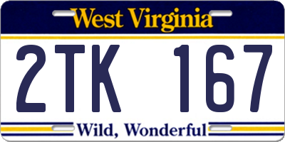 WV license plate 2TK167
