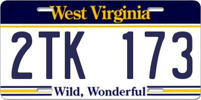 WV license plate 2TK173