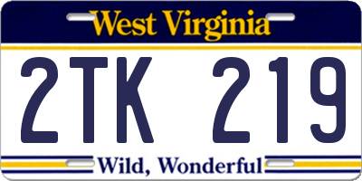 WV license plate 2TK219