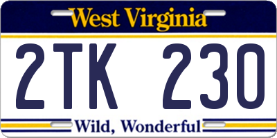WV license plate 2TK230