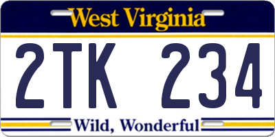WV license plate 2TK234