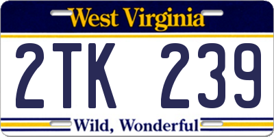 WV license plate 2TK239