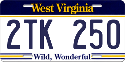 WV license plate 2TK250