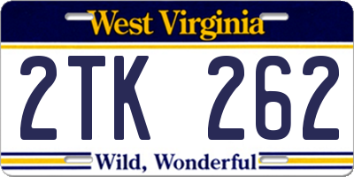 WV license plate 2TK262