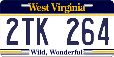 WV license plate 2TK264