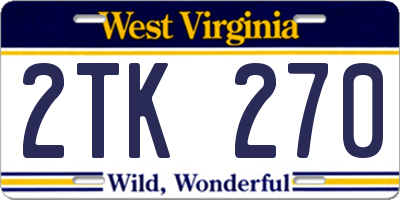 WV license plate 2TK270