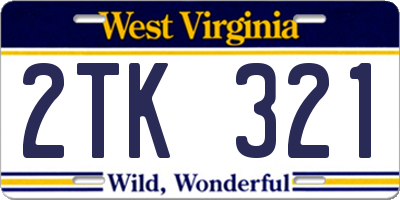 WV license plate 2TK321