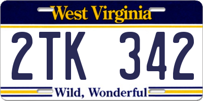 WV license plate 2TK342