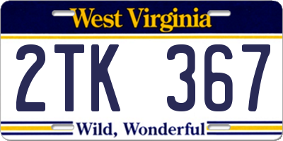 WV license plate 2TK367