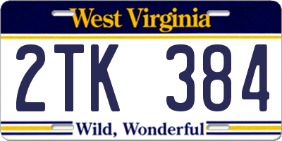 WV license plate 2TK384