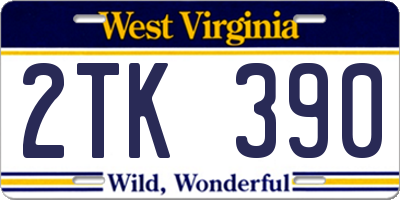 WV license plate 2TK390