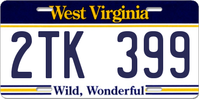 WV license plate 2TK399