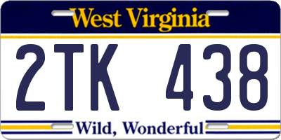 WV license plate 2TK438