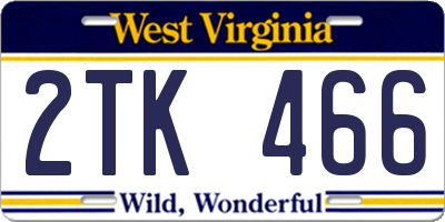 WV license plate 2TK466